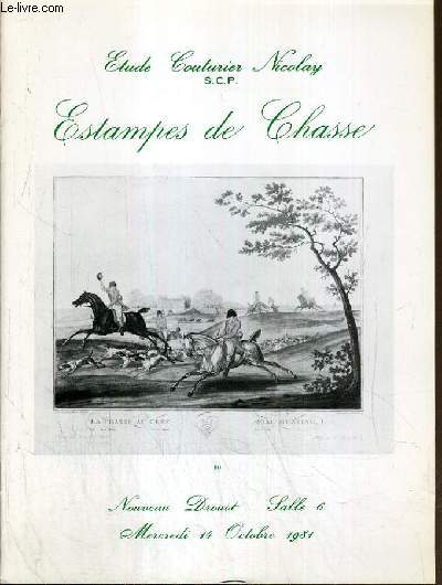 CATALOGUE DE VENTE AUX ENCHERES - NOUVEAU DROUOT - ESTAMPES DE CHASSE - SALLE 6 - 24 OCTOBRE 1981.