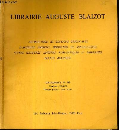 CATALOGUE - LIBRAIRIE AUGUSTE BLAIZOT - N343 - PAUL VALERY ALPHABET.