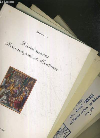 LOT DE 10 CATALOGUES - LIVRES ANCIENS-ROMANTIQUES ET MODERNES - LIVRES ILLUSTRES / LIBRAIRIE VALETTE -N16, N12, COUTURIER/NICOLAY-2 FEV. 1982, LA BIBLIOTHEQUE BLEUE - MARS 1983, OBERLE GERARD (6 livres).