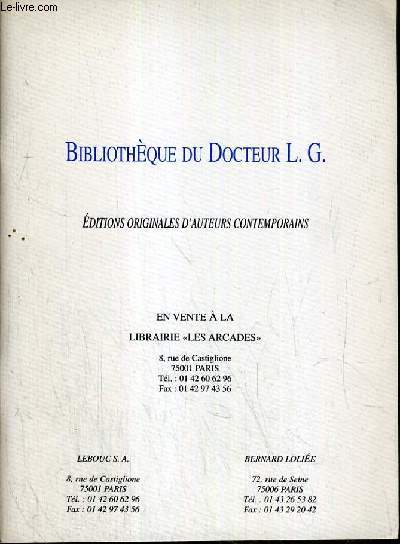 CATALOGUE DE VENTE AUX ENCHERES - BIBLIOTHEQUE DE DOCTEUR L.G. - MARS 1997.