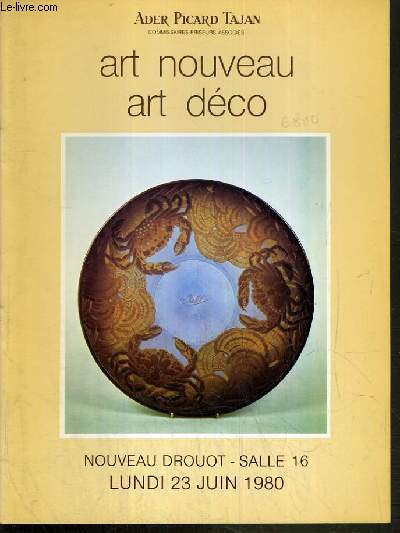 CATALOGUE DE VENTE AUX ENCHERES - NOUVEAU DROUOT - ART NOUVEAU - ART DECO - SALLE 16 - 23 JUIN 1980.