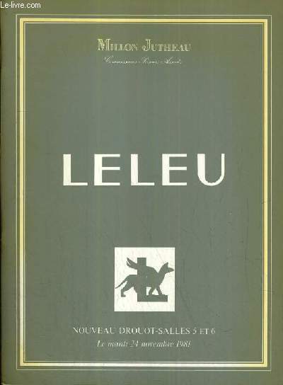 CATALOGUE DE VENTE AUX ENCHERES - NOUVEAU DROUOT - LELEU - BIBELOTS ET OBJETS D'ART - BEL AMEUBLEMENT DES ANNEES 1925 ET 1950 - SALLES 5 et 6 - 24 NOVEMBRE 1981.