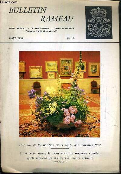CATALOGUE - BULLETIN RAMEAU - N18 - MARS 1976 - TABLEAUX MODERNES ET ANCIENS - ART NOUVEAU.