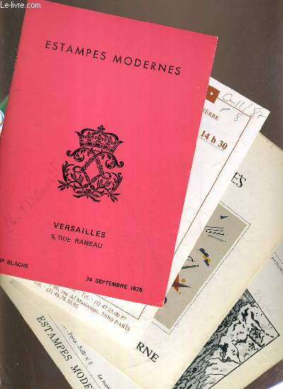 LOT DE 4 CATALOGUES DE VENTE AUX ENCHERES - ESTAMPES MODERNES - DESSINS / BLACHE-24 SEPT. 1978, GILLET-21 FEVRIER 1987, CHRISTIE'S LONDON-DU 12-15 SEPT, BRIEST-14 FEV. 1984.