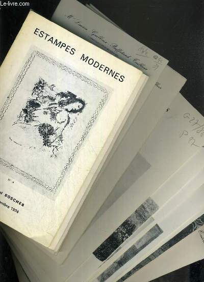 LOT DE 22 CATALOGUES DE VENTE AUX ENCHERES - DROUOT - ESTAMPES MODERNES / BOSCHER-18 NOV. 1974, BLACHE-28 JANV.-1er AVRIL-30 SEPT. 1973-20 JANV. 1974-11 JANV.-15 FEV. 1976-18 SEPT. 1977, GRANDIN-19 JANV. 1985, LAURIN/GUILLOUX-16 FEV.-22 MARS-16 NOV. 1983.