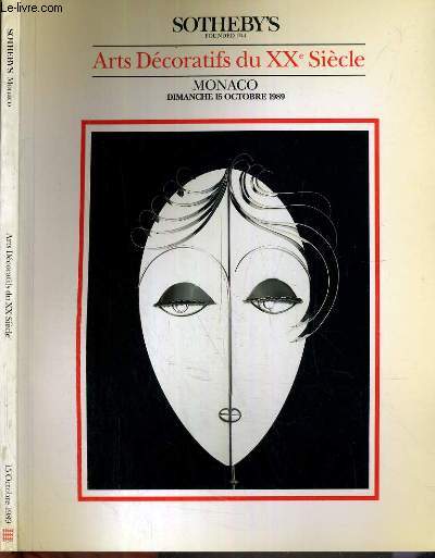 CATALOGUE DE VENTE AUX ENCHERES - MONACO - ARTS DECORATIFS DU XXe SIECLE - 15 OCTOBRE 1989.