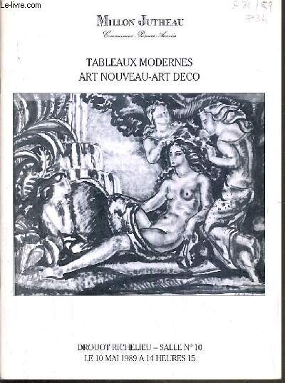 CATALOGUE DE VENTE AUX ENCHERES - DROUOT RICHELIEU - TABLEAUX MODERNES - ART NOUVEAU - ART DECO - SALLE 10 - 10 MAI 1989.