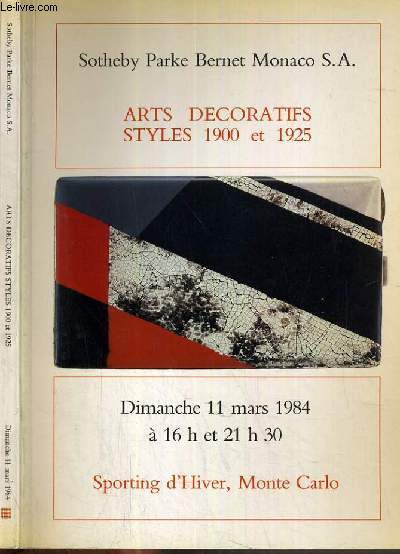 CATALOGUE DE VENTE AUX ENCHERES - SPORTING D'HIVER - ART DECORATIFS - STYLES 1900 ET 1925 - 11 MARS 1984.