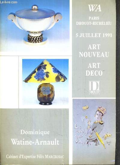 CATALOGUE DE VENTE AUX ENCHERES - DROUOT RICHELIEU - ART NOUVEAU - ART DECO - SALLE 6 - 5 JUILLET 1991.