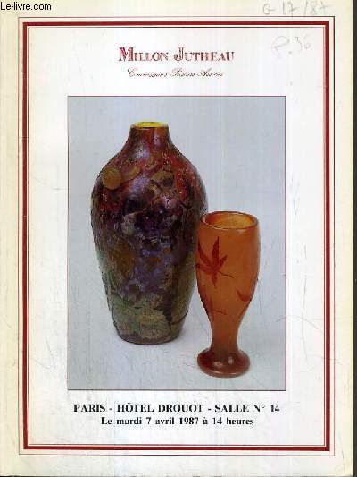 CATALOGUE DE VENTE AUX ENCHERES - HOTEL DROUOT - ART NOUVEAU - ART DECO - SALLE 14 - 7 AVRIL 1987.