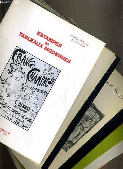 LOT DE 17 CATALOGUES DE VENTE AUX ENCHERES - DROUOT - ESTAMPES ET TABLEAUX MODERNES / RENAUD-26 MARS 1980-11 FEV. 1986-3 JUIN 1987, LAURIN/GUILLOUX-26 NOV. 1980-20 FEV. 1981-5 NOV. 1982, FERRI-10 NOV.1972-14 MAI-21 DEC. 1973-3 JUILL.1974.....