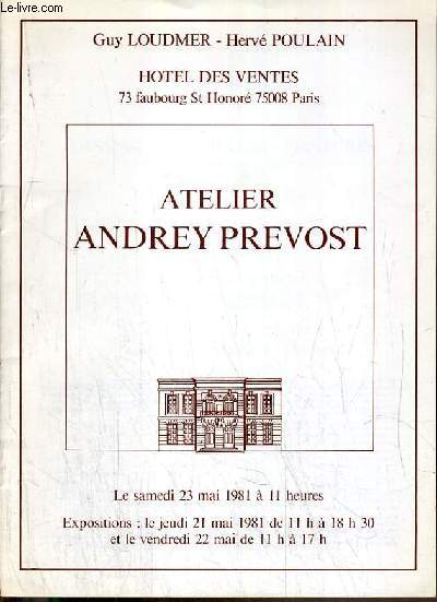 CATALOGUE DE VENTE AUX ENCHERES - ATELIER AUDREY PREVOST (1890-1961) - DESSINS - AQUARELLES - PEINTURES - 23 MAI 1981.