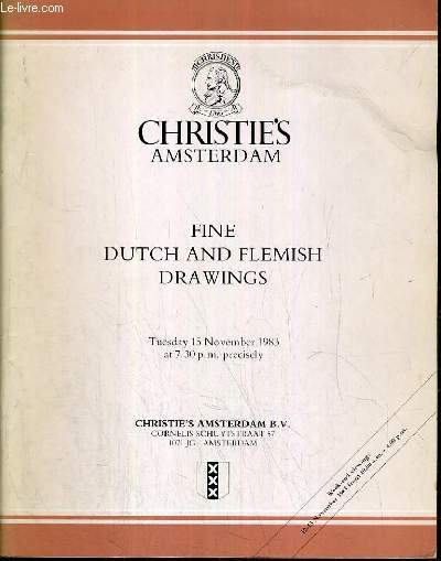 CATALOGUE DE VENTE AUX ENCHERES - AMSTERDAM - FINE DUTCH AND FLEMISH DRAWINGS - 15 NOVEMBER 1983 / TEXTE EN ANGLAIS.