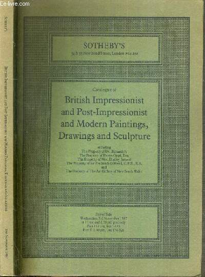 CATALOGUE DE VENTE AUX ENCHERES - BRITISH IMPRESSIONIST AND POST-IMPRESSIONIST AND MODERN PAINTINGS - DRAWINGS AND SCULPTURE - 3 NOVEMBER 1982 / TEXTE EN ANGLAIS.
