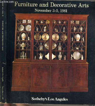 CATALOGUE DE VENTE AUX ENCHERES - LOS ANGELES - FURNITURE ANS DECORATIVE ARTS - 3-5 NOVEMBER 1981 / TEXTE EN ANGLAIS.