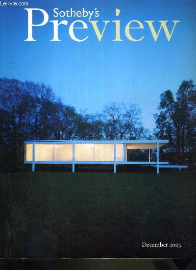 CATALOGUE DE VENTE AUX ENCHERES - DECEMBER 2003 / diary, news, art directions, results, jewellery, wine, expert eye, people, living, specialist subjects, rothschild riches by james miller, realty in review by stuart siegel..... / TEXTE EN ANGLAIS.