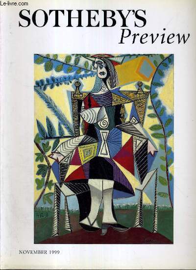 CATALOGUE DE VENTE AUX ENCHERES - NOVEMBER 1999 / presenting picasso by john tancock, american masterpiece by dara mitchell, 