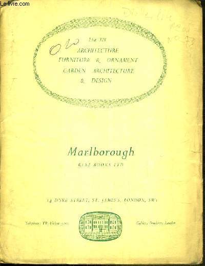 CATALOGUE DE VENTE AUX ENCHERES - LONDON - LIST XIV - ARCHITECTURE - FURNITURE & ORNAMENT - GARDEN ARCHITECTURE & DESIGN / TEXTE EN ANGLAIS.