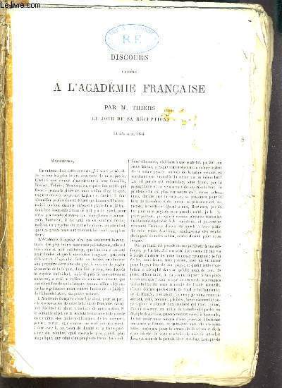 DISCOURS PRONONCE A L'ACADEMIE FRANCAISE - 13 DECEMBRE 1834.