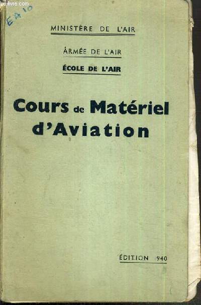 COURS DE MATERIEL D'AVIATION - ECOLE DE L'AIR
