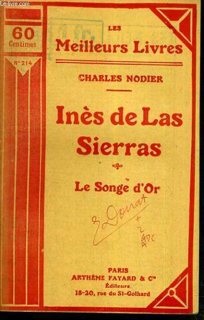 INES DE LAS SIERRAS - LA SONGE D'OR / COLLECTION LES MEILLEURS LIVRES N 214