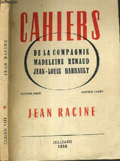 JEAN RACINE CAHIERS DE LA COMPAGNIE - 8me CAHIER