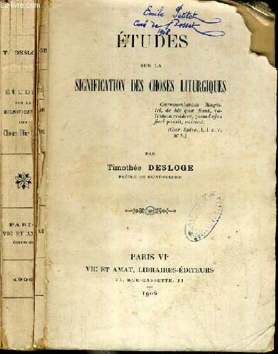 ETUDES SUR LA SIGNIFICATIONS DES CHOSES LITURGIQUES