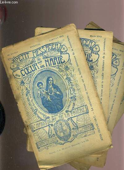 LOT DE 4 FASCICULES MENSUEL PETIT MESSAGER DU COEUR DE MARIE / DE JANVIER A JUIN 1912.