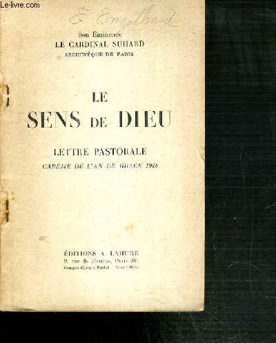 LE SENS DE DIEU - LETTRE PASTORAL - CAREME DE L'AN DE GRACE 1948