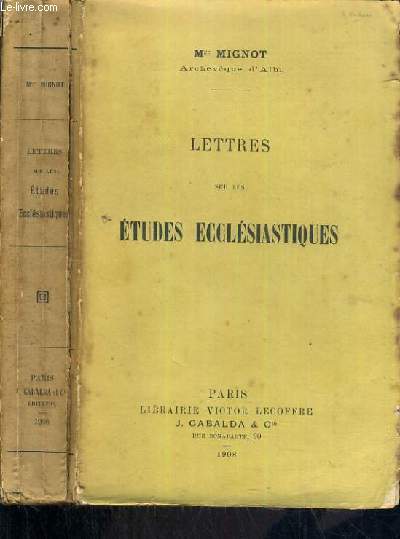 LETTRES SUR LES ETUDES ECCLESIASTIQUES