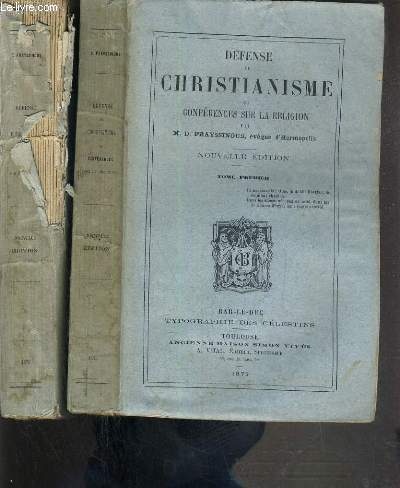 DEFENSE DU CHRISTIANISME OU CONFERENCE SUR LA RELIGION - 2 TOMES - 1 + 2