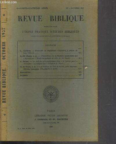 REVUE BIBLIQUE - N4 OCTOBRE 1957