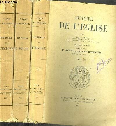 HISTOIRE DE L'EGLISE - 3 TOMES - 1 + 2 + 3.