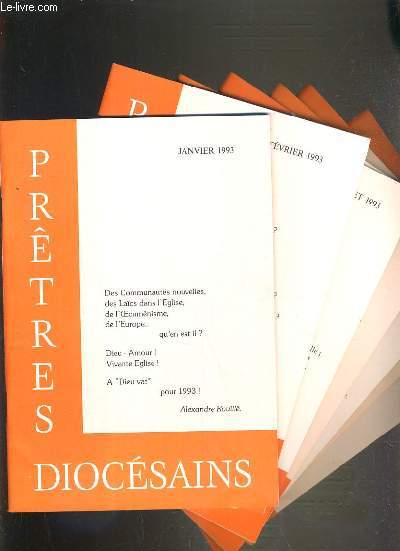 PRETRES DIOCESAINS - LOT DE 7 NUMEROS - DE JANVIER A DECEMBRE 1993 - MANQUE MARS-AVRIL-MAI 1993.