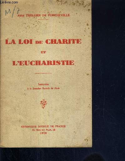 LA LOI DE CHARITE ET L'EUCHARISTIE