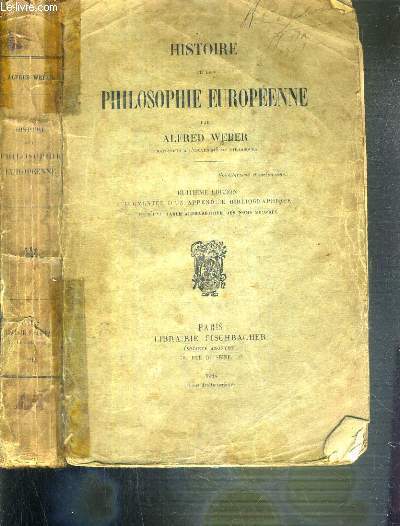 HISTOIRE DE LA PHILOSOPHIE EUROPEENNE - 8me EDITION