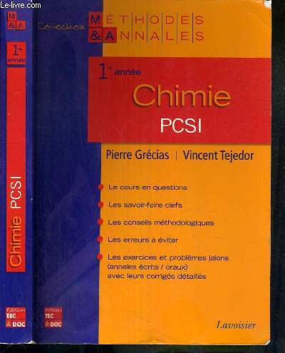 CHIMIE PCSI 1ere ANNEE / COLLECTION METHODES & ANNALES