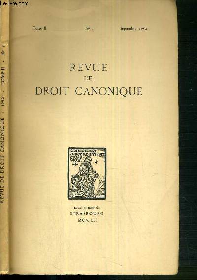 REVUE DE DROIT CANONIQUE - TOME II - N3 - SEPTEMBRE 1952.