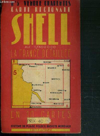 CARTE REGIONALE SHELL - N5 VENDEEE CHARENTES - ECHELLE 1 / 400 000 KM