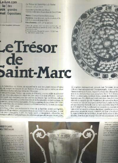 LE PETIT JOURNAL DES GRANDES EXPOSITIONS - LE TRESOR DE SAINT-MARC DE VENISE 24 MARS - 24 JUIN 1984