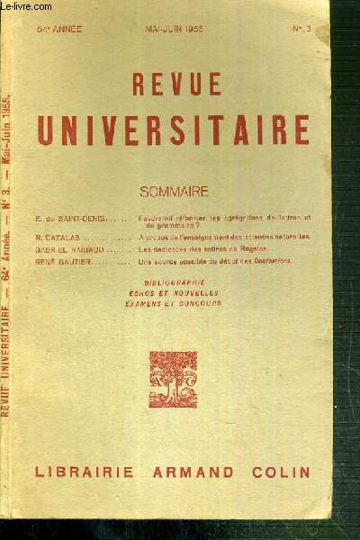 REVUE UNIVERSITAIRE - N3 - MAI-JUIN 1955