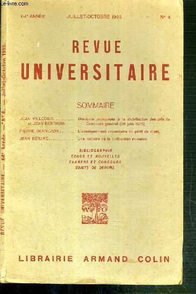 REVUE UNIVERSITAIRE - N4 - JUILLET-OCTOBRE 1955