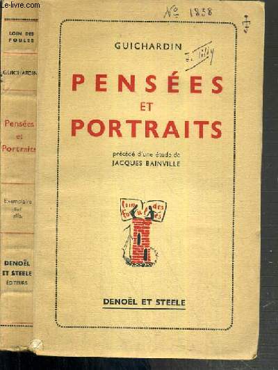 PENSEES ET PORTRAITS - PRECEDES D'UNE ETUDE DE JACQUES BAINVILLE