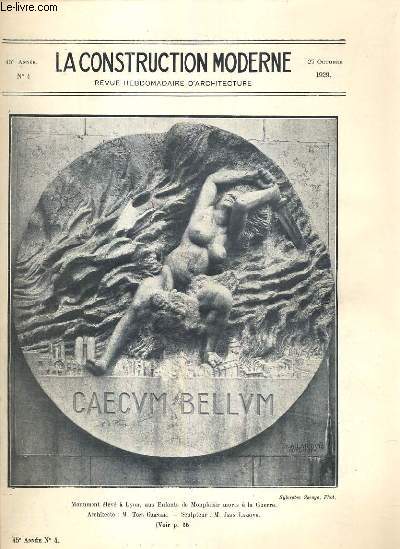 LA CONSTRUCTION MODERNE - 45e VOLUME (1929-1930) - FASCICULE N 4 - SALLE DES MACHINES DE LA COMPAGNIE FERMIERE DE VICHY , la villa chantoiseau  fleurines...