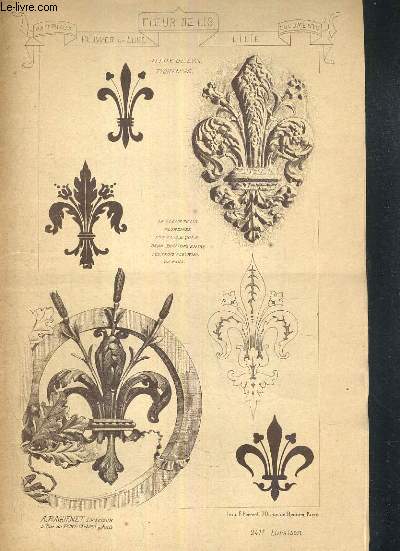 N241 - FLEUR DE LIS - FLOWER DE LUCE - LILIE - fleur de lys Florence, fleur naturelle de lis, sculpture de bois, abbaye de Wetsminster, angleterre, fleur de lis tire d'une faience italienne, chapelle de vincennes, panneaux en bois sculpts