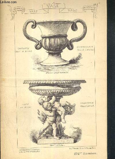 N232 - VASE - VASE - VASE - canthare vase  boire en terre bleue, epoque Gallo-romaine, coupe en metal, vases en porcelaine de Sevres au palais de Fontainebleau, vases modernes, vase athenien pour parfums terre cuite, vase mexicain en forme de divinit