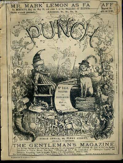 PUNCH OR THE LONDON CHARIVARI - N1454 - VOLUME THE FIFTY-SIXTH - MAY 22, 1869 - the weathercock at its worst, punch's essence of parliament, agricultural frolics in France, the block for traitors, the old masters to the new, after a visit to the academy.