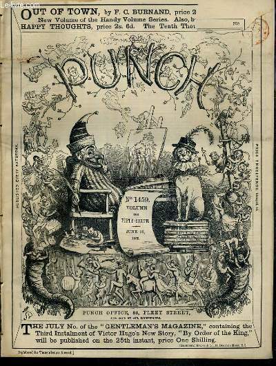 PUNCH OR THE LONDON CHARIVARI - N1459 - VOLUME THE FIFTY-SIXTH - JUNE 26, 1869 - punch's essence of parliament, ode to utility, a new use for a bird's nest, forgetting his place, photography of the invisible...