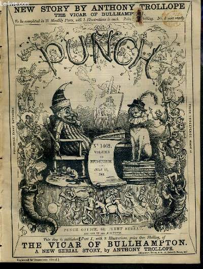 PUNCH OR THE LONDON CHARIVARI - N1462 - VOLUME THE FIFTY-SEVENTH - JULY 17, 1869 - the british lion secure, sanitary garden parties, fas est et ab hoste doceri, the changeling..