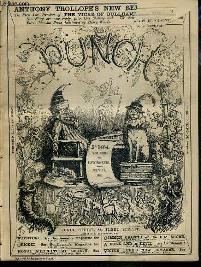 PUNCH OR THE LONDON CHARIVARI - N1464 - VOLUME THE FIFTY-SEVENTH - JULY 31, 1869 - parliamentary shooting saved, punch's essence of parliament, keighley workhouse economy, a change for the better...
